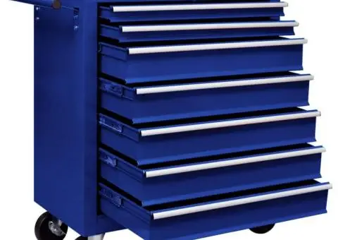 Cărucior de scule pentru atelier cu 7 sertare, albastru - 2/5