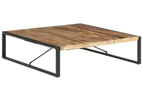 Măsuță de cafea, 140 x 140 x 40 cm, lemn de mango nefinisat - 1/5