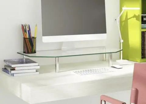 Suport de monitor, 60x26x8,6 cm, transparent, sticlă - 1/5