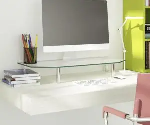 vidaXL Suport de monitor, 60x26x8,6 cm, transparent, sticlă