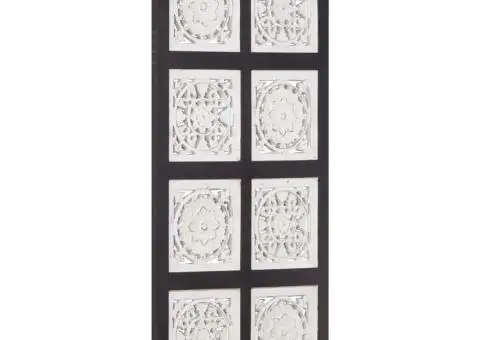 Panou de perete sculptat manual, negru și alb, 40x80x1,5 cm MDF - 1/5