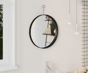 vidaXL Oglindă suspendată cu agățătoare, negru, 40 cm