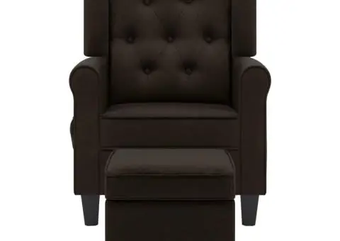 Fotoliu de masaj cu taburet, maro închis, material textil - 3/5