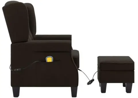 Fotoliu de masaj cu taburet, maro închis, material textil - 4/5