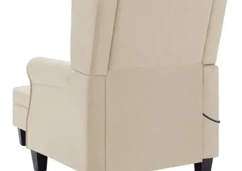 Fotoliu de masaj cu taburet, crem, material textil - 5/5