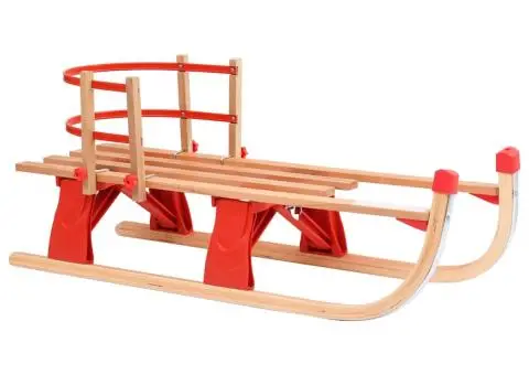 Sanie pliabilă pentru zăpadă cu spătar, 119 cm, lemn - 1/5