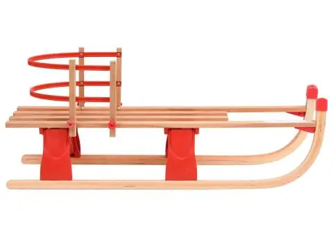 Sanie pliabilă pentru zăpadă cu spătar, 119 cm, lemn - 2/5