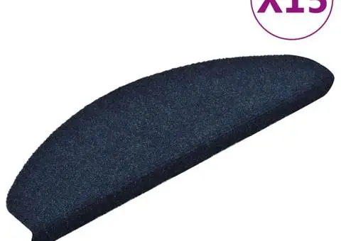 Covorașe autoadezive pentru scări, 15 buc., 65x21x4 cm, bleumarin, semirotunde, mari - 1/5