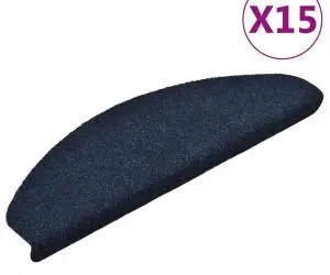 vidaXL Covorașe autoadezive pentru scări, 15 buc., 65x21x4 cm, bleumarin, semirotunde, mari