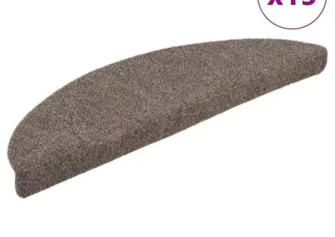 Covorașe autoadezive pentru scări, 15 buc., 65x21x4 cm, bej, semirotunde, mari - 1/5