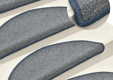 Covorașe pentru trepte scară, 15 buc., gri/albastru, 56x17x3 cm - 1/5