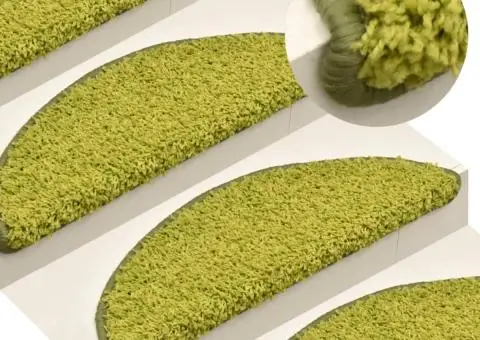 Covorașe pentru trepte scară, 15 buc., verde, 65 x 21 x 4 cm - 1/5