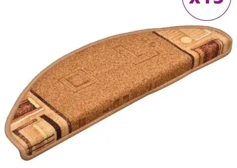 Covorașe scări autoadezive, 15 buc., bej, 65x21x4 cm - 1/5