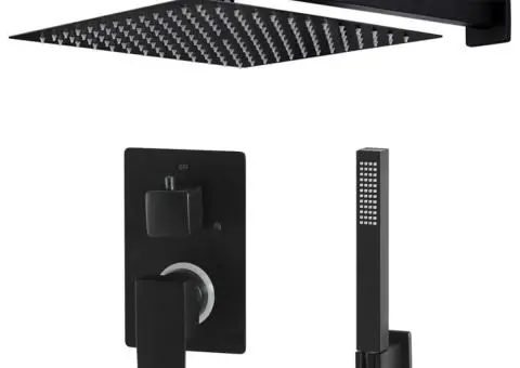 Sistem de duș, negru, oțel inoxidabil 201 - 2/5