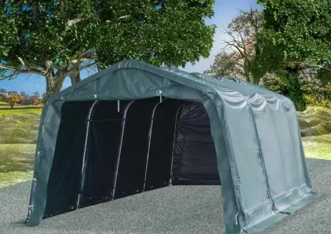 Cort mobil pentru animale verde închis 3,3x6,4m PVC 550g/m² - 1/5