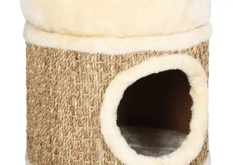 Căsuță de pisici luxoasă cu pernă, 33 cm, iarbă de mare - 1/5