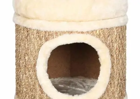 Căsuță de pisici luxoasă cu pernă, 33 cm, iarbă de mare - 2/5