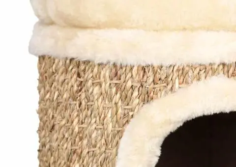 Căsuță de pisici luxoasă cu pernă, 33 cm, iarbă de mare - 5/5