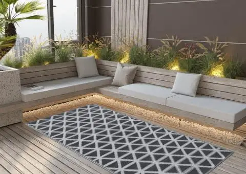 Covor de exterior, ARAKIL negru, 80x150 cm, PP - 1/5