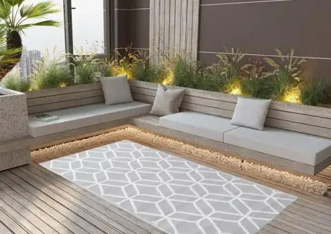 Covor de exterior, ARAKIL gri, 120x180 cm, PP - 1/5