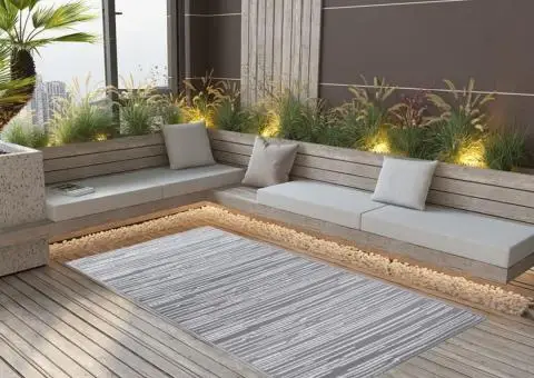 Covor de exterior, ARAKIL gri, 120x180 cm, PP - 1/5