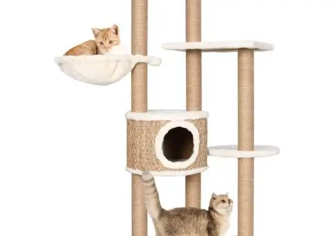 Ansamblu de pisici cu stâlp de zgâriat, 126 cm, iarbă de mare - 1/5