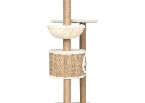 Ansamblu de pisici cu stâlp de zgâriat, 126 cm, iarbă de mare - 4/5