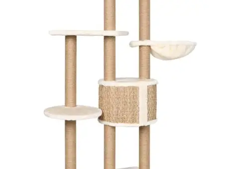 Ansamblu de pisici cu stâlp de zgâriat, 126 cm, iarbă de mare - 5/5