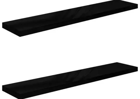 Rafturi de perete, 2 buc. negru extralucios 120x23,5x3,8 cm MDF - 2/5
