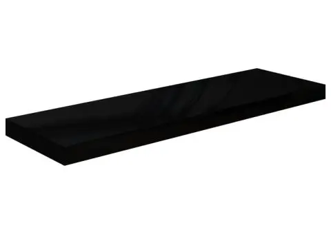Raft de perete suspendat negru extralucios, 80x23,5x3,8 cm, MDF - 2/5
