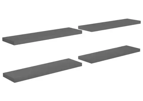 Rafturi de perete, 4 buc., gri extralucios, 90x23,5x3,8 cm, MDF - 2/5