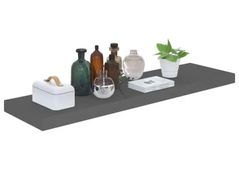 Rafturi de perete, 4 buc., gri extralucios, 90x23,5x3,8 cm, MDF - 3/5