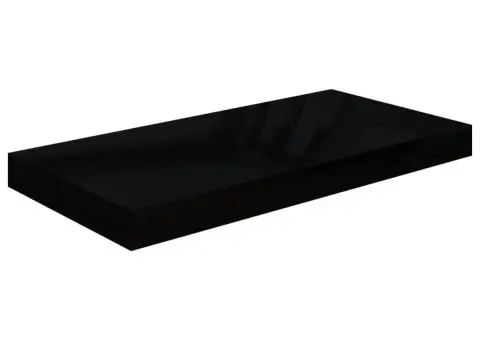 Raft de perete suspendat, negru extralucios, 50x23x3,8 cm, MDF - 1/5