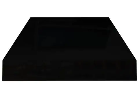 Raft de perete suspendat, negru extralucios, 50x23x3,8 cm, MDF - 5/5