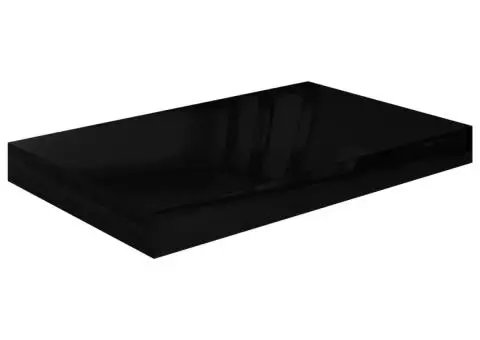 Rafturi de perete, 2 buc., negru extralucios, 40x23x3,8 cm, MDF - 4/5