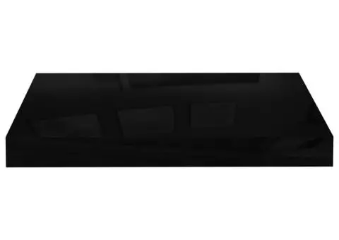 Rafturi de perete, 2 buc., negru extralucios, 40x23x3,8 cm, MDF - 5/5