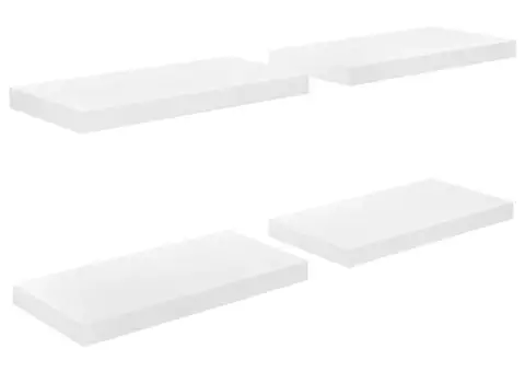 Rafturi de perete, 4 buc., alb extralucios, 50x23x3,8 cm, MDF - 2/5