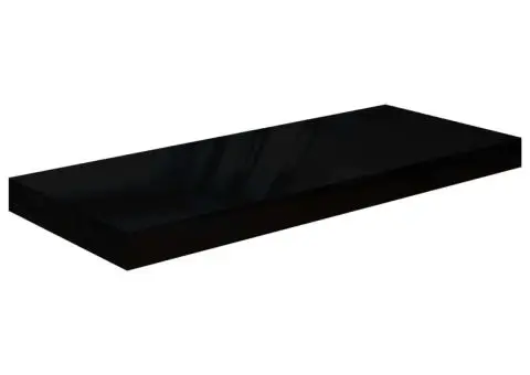 Rafturi de perete 2 buc. negru extralucios, 60x23,5x3,8 cm, MDF - 4/5