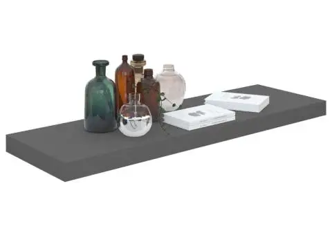 Raft de perete suspendat, gri extralucios, 80x23,5x3,8 cm, MDF - 3/5