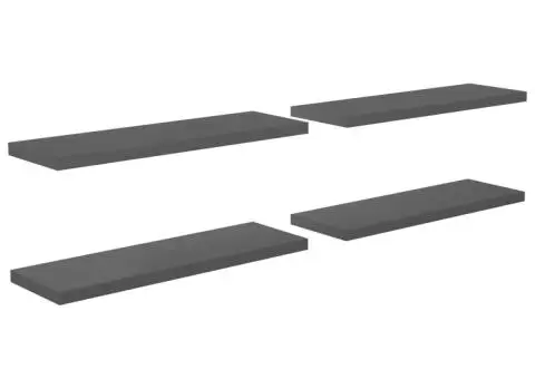 Rafturi de perete, 4 buc., gri extralucios, 120x23,5x3,8 cm MDF - 2/5
