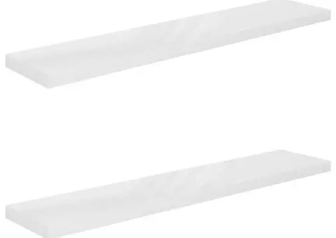 Rafturi de perete, 2 buc., alb extralucios, 120x23,5x3,8 cm MDF - 2/5