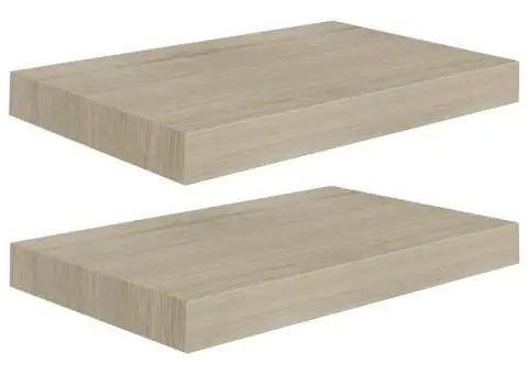 Rafturi de perete suspendate, 2 buc., stejar, 40x23x3,8 cm, MDF - 2/5