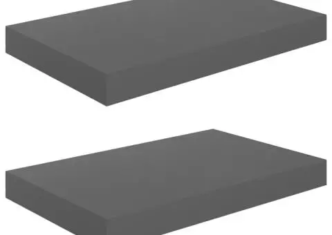 Rafturi de perete, 2 buc., gri extralucios, 40x23x3,8 cm, MDF - 2/5