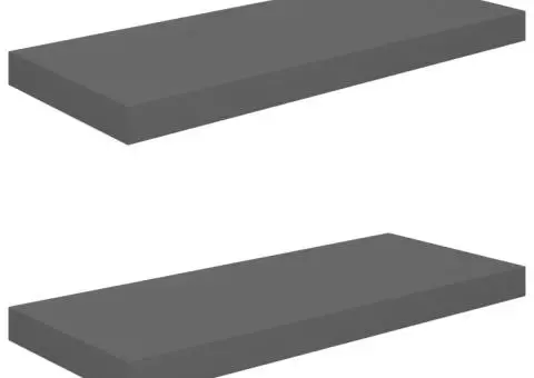 Rafturi de perete, 2 buc., gri extralucios, 60x23,5x3,8 cm, MDF - 2/5