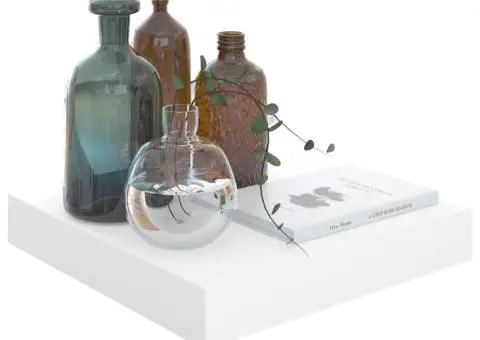 Raft de perete suspendat, alb extralucios, 23x23,5x3,8 cm, MDF - 3/5