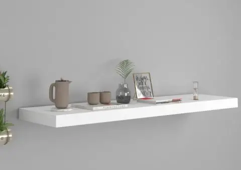 Raft de perete suspendat, alb, 90x23,5x3,8 cm, MDF - 1/5