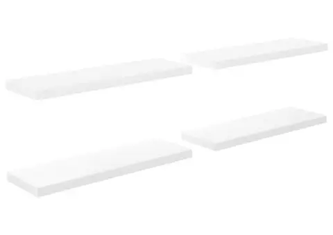Rafturi de perete, 4 buc., alb extralucios, 80x23,5x3,8 cm, MDF - 2/5