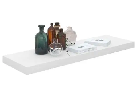 Rafturi de perete, 4 buc., alb extralucios, 80x23,5x3,8 cm, MDF - 3/5