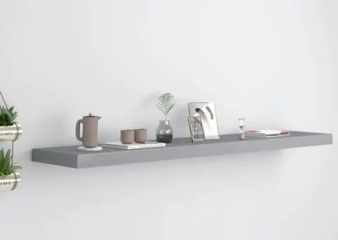 Raft de perete suspendat, gri, 120x23,5x3,8 cm, MDF - 1/5