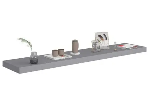 Raft de perete suspendat, gri, 120x23,5x3,8 cm, MDF - 3/5